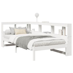 Lit bibliothèque sans matelas blanc 90x200cm bois de pin massif 
