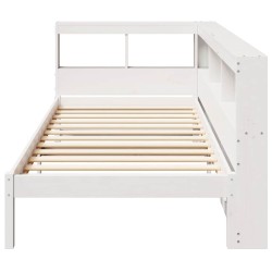 Lit bibliothèque sans matelas blanc 90x200cm bois de pin massif 