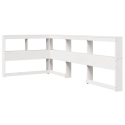 Lit bibliothèque sans matelas blanc 90x200cm bois de pin massif 
