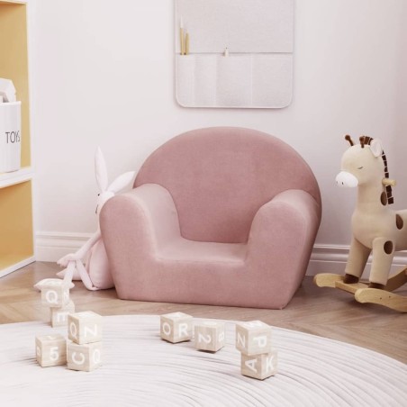 Canapé pour enfants rose peluche douce 