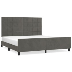 Cadre de lit sans matelas gris foncé 160x200 cm velours 