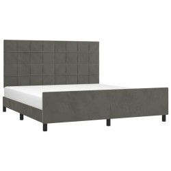 Cadre de lit sans matelas gris foncé 160x200 cm velours 