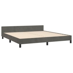 Cadre de lit sans matelas gris foncé 160x200 cm velours 