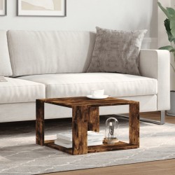 Table basse chêne fumé 51,5x51,5x30 cm bois d'ingénierie 