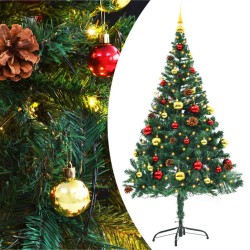 Arbre de Noël artificiel pré-éclairé avec boules vert 150 cm 