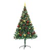 Arbre de Noël artificiel pré-éclairé avec boules vert 150 cm 