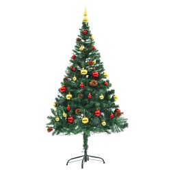Arbre de Noël artificiel pré-éclairé avec boules vert 150 cm 
