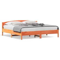Cadre de lit sans matelas cire marron 200x200cm bois pin massif 