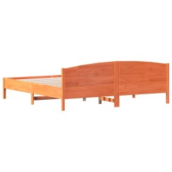 Cadre de lit sans matelas cire marron 200x200cm bois pin massif 