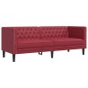 Canapé à 3 places Chesterfield rouge bordeaux similicuir 