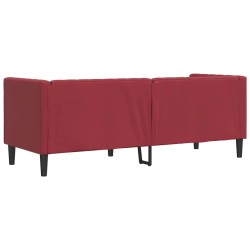 Canapé à 3 places Chesterfield rouge bordeaux similicuir 