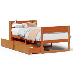 Cadre de lit sans matelas cire marron 100x200cm bois pin massif 