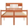 Lit bibliothèque sans matelas cire marron 135x190 cm pin massif 