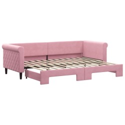 Lit de jour avec gigogne sans matelas rose 80x200 cm 