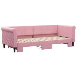 Lit de jour avec gigogne sans matelas rose 80x200 cm 