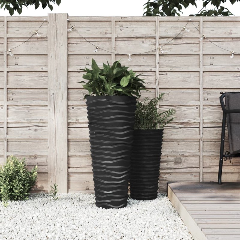 Jardinière et intérieur amovible anthracite aspect rainuré Jardinière et intérieur amovible anthracite aspect rainuré