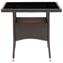 Ensemble à manger de jardin 3pcs Marron Résine tressée et verre 