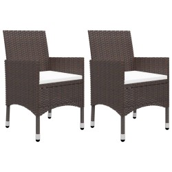 Ensemble à manger de jardin 3pcs Marron Résine tressée et verre 