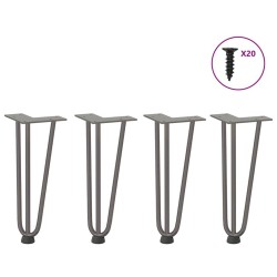 Pieds en épingle à cheveux pour table basse 4 pièces Acier naturel 30 cm Acier massif 
