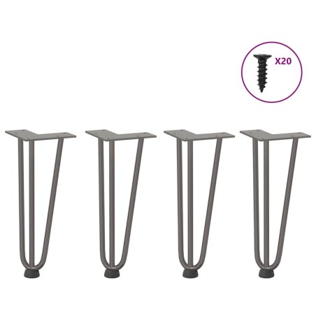 Pieds en épingle à cheveux pour table basse 4 pièces Acier naturel 30 cm Acier massif 
