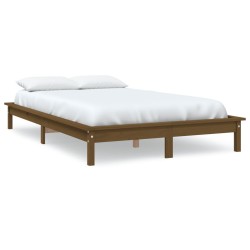 Cadre de lit sans matelas marron miel 200x200 cm bois massif 