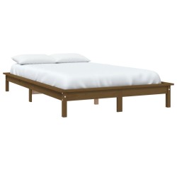 Cadre de lit sans matelas marron miel 200x200 cm bois massif 