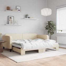 Lit de jour avec gigogne sans matelas crème 90x200 cm 