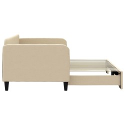 Lit de jour avec gigogne sans matelas crème 90x200 cm 