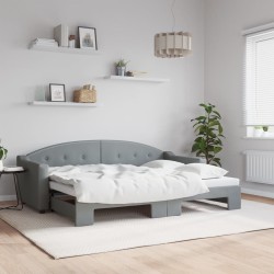 Lit de jour avec gigogne sans matelas gris clair 80x200 cm 