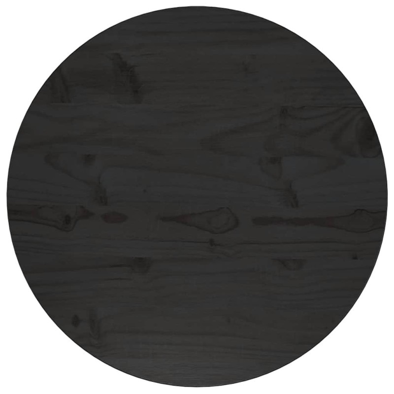 Dessus de table Noir Ø50x2,5 cm Bois de pin massif Dessus de table Noir Ø50x2,5 cm Bois de pin massif