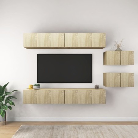 Meubles TV 8 pcs Chêne sonoma Bois d'ingénierie 