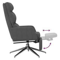 Chaise de relaxation avec repose-pied Gris foncé Tissu 