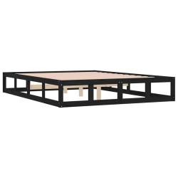 Cadre de lit sans matelas noir 135x190 cm bois massif 