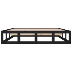 Cadre de lit sans matelas noir 135x190 cm bois massif 