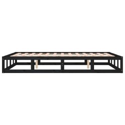 Cadre de lit sans matelas noir 135x190 cm bois massif 