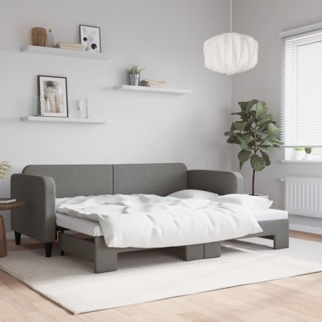 Lit de jour avec gigogne sans matelas gris foncé 80x200 cm 
