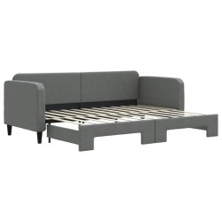 Lit de jour avec gigogne sans matelas gris foncé 80x200 cm 