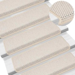Tapis d'escalier autocollants 30 pcs 65x21x4 cm crème 