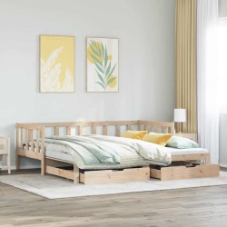Lit de jour avec gigogne et tiroirs sans matelas 80x200 cm 