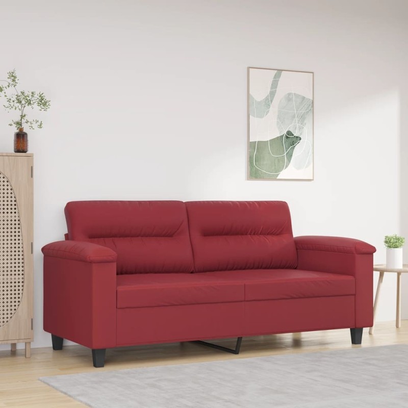 Canapé à 2 places Rouge bordeaux 140 cm Similicuir 