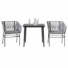 Ensemble à manger jardin coussins 3 pcs gris poly rotin verre 