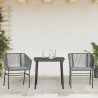 Ensemble à manger jardin coussins 3 pcs gris poly rotin verre 