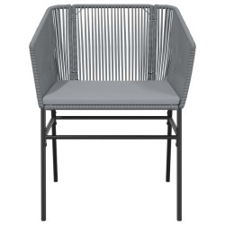 Ensemble à manger jardin coussins 3 pcs gris poly rotin verre 