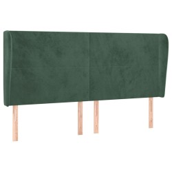Tête de lit avec oreilles Vert foncé 163x23x118/128 cm Velours 