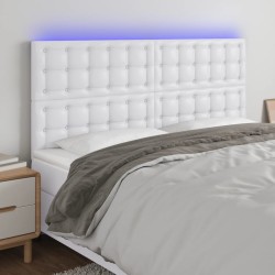 Tête de lit à LED Blanc 160x5x118/128 cm Similicuir 