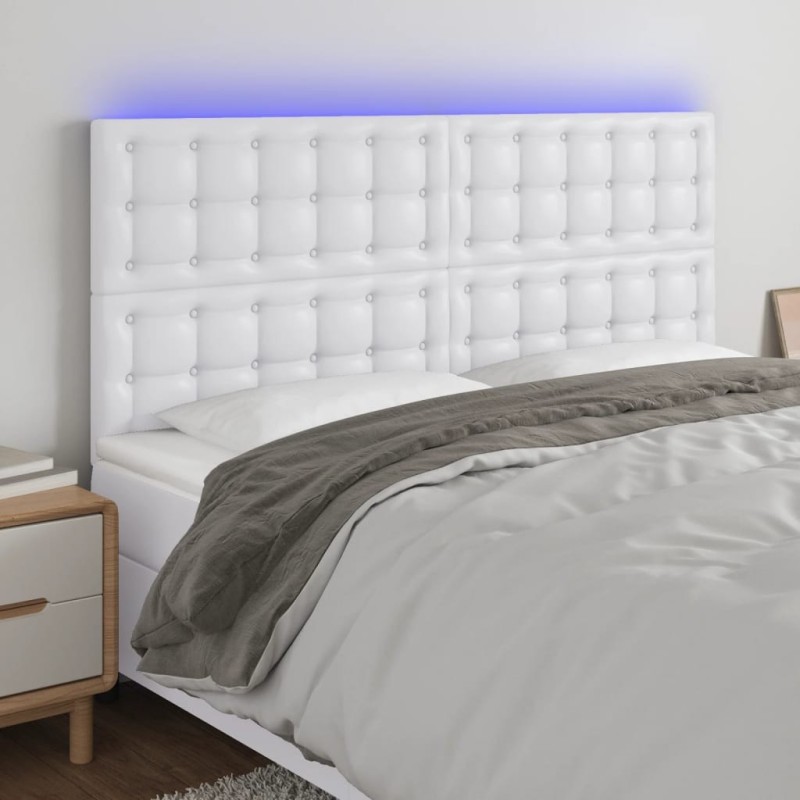 Tête de lit à LED Blanc 160x5x118/128 cm Similicuir 