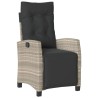 Chaise inclinable de jardin avec repose-pied gris clair rotin 