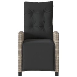 Chaise inclinable de jardin avec repose-pied gris clair rotin 