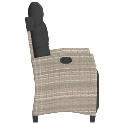 Chaise inclinable de jardin avec repose-pied gris clair rotin 