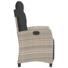 Chaise inclinable de jardin avec repose-pied gris clair rotin 